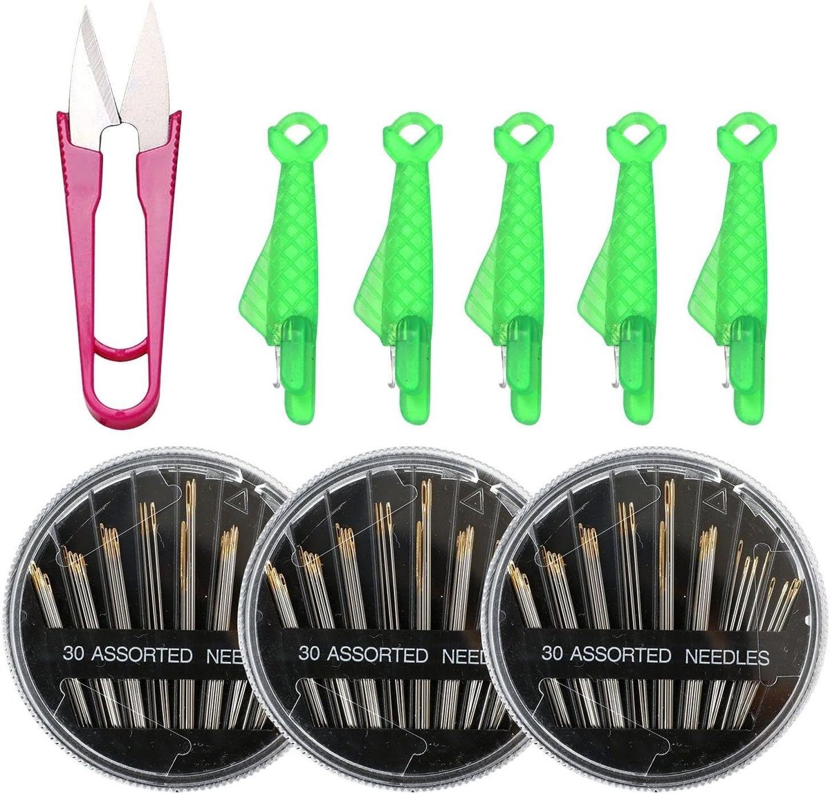 Set van 3 Dozen Naalden, U-vormige Schaar, 5 Stuks Snelle Lood en Naaldenbox voor Naaien en Reparatie Tools