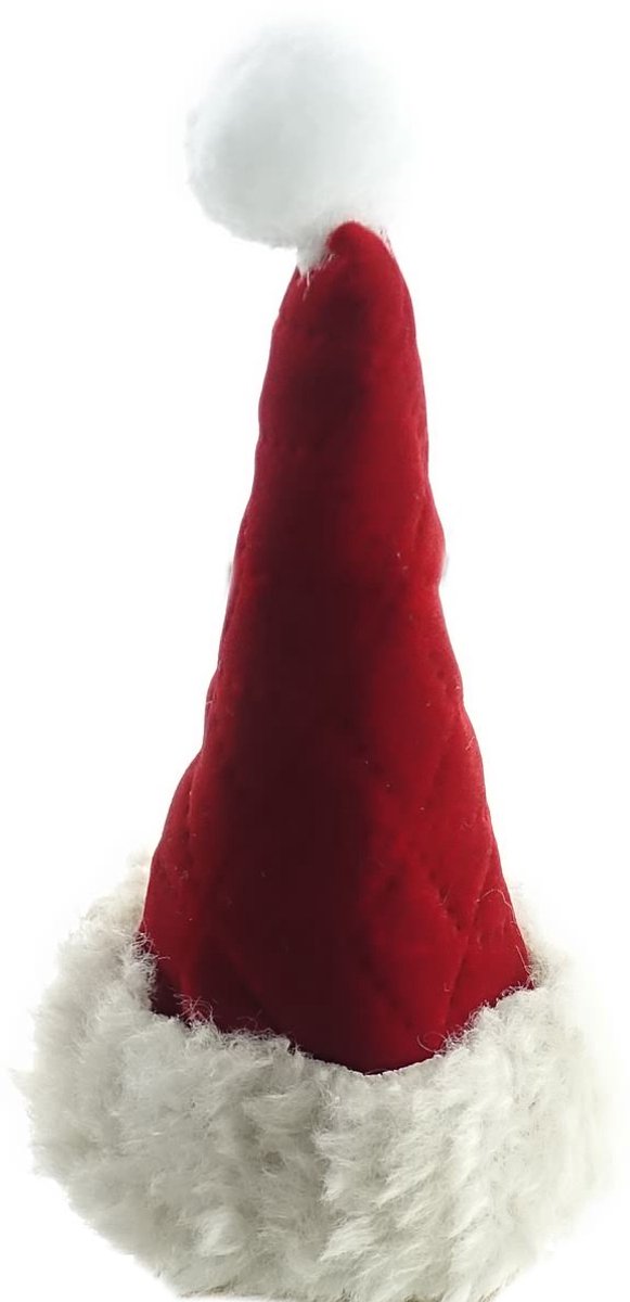 Scheulen Kerstmuts Rood & wit Ø 6 cm - gestikte stof