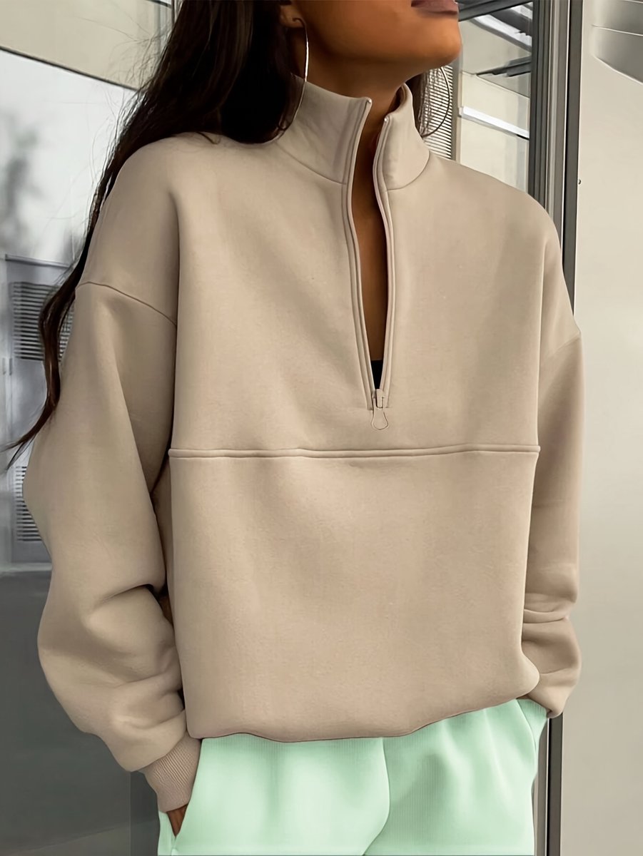 Currero Quarter Zip Dames Sweater Met Rits Jumper Quarterzip Hoodie Warme Trui Vest Lang Coltrui Lichtpaars