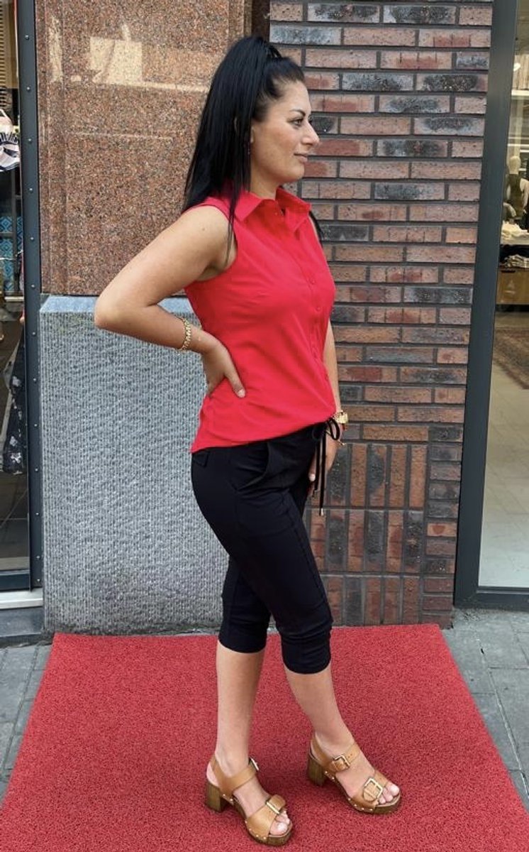 MI PIACE - Travel Blouse Mouwloos Uni 2299 Red - Maat : S