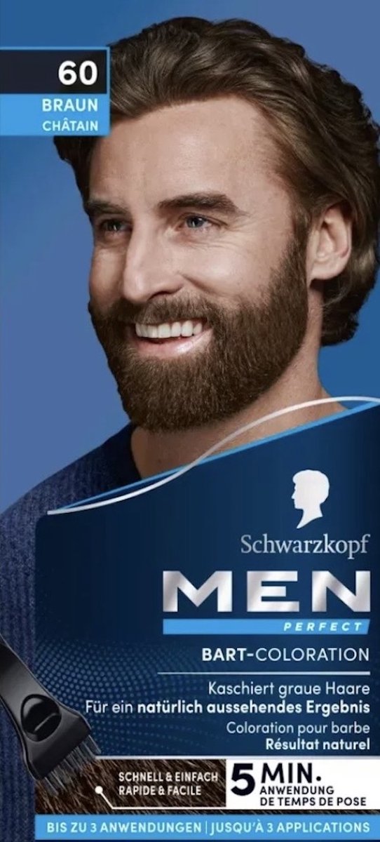 6Seven - Baardverf - Schwarzkopf - Bruin - nummer 60 - Mannen - 5 minuten werking - Tegen grijshaar - Natuurlijk resultaat