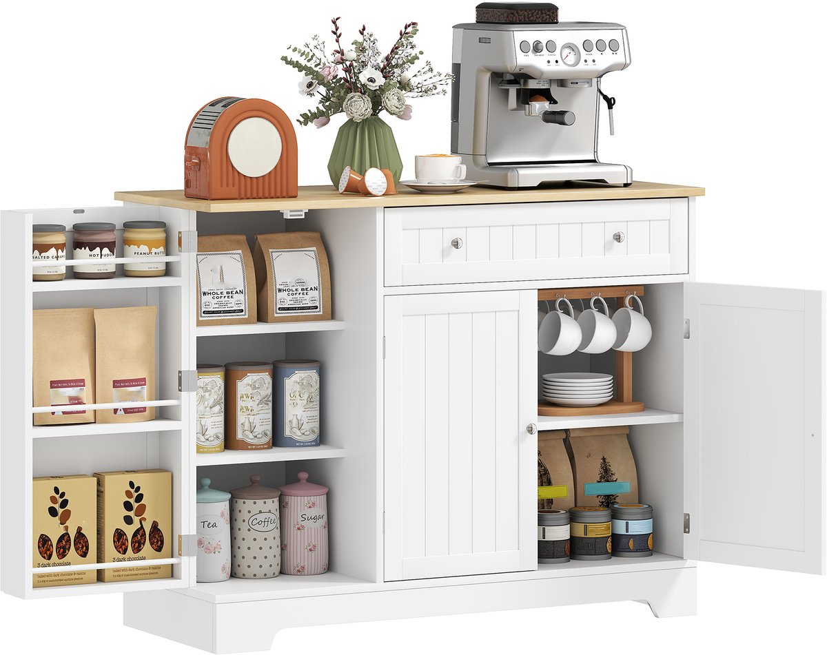 HOMCOM Dressoirkast - MDF - 105x40x83cm - Wit