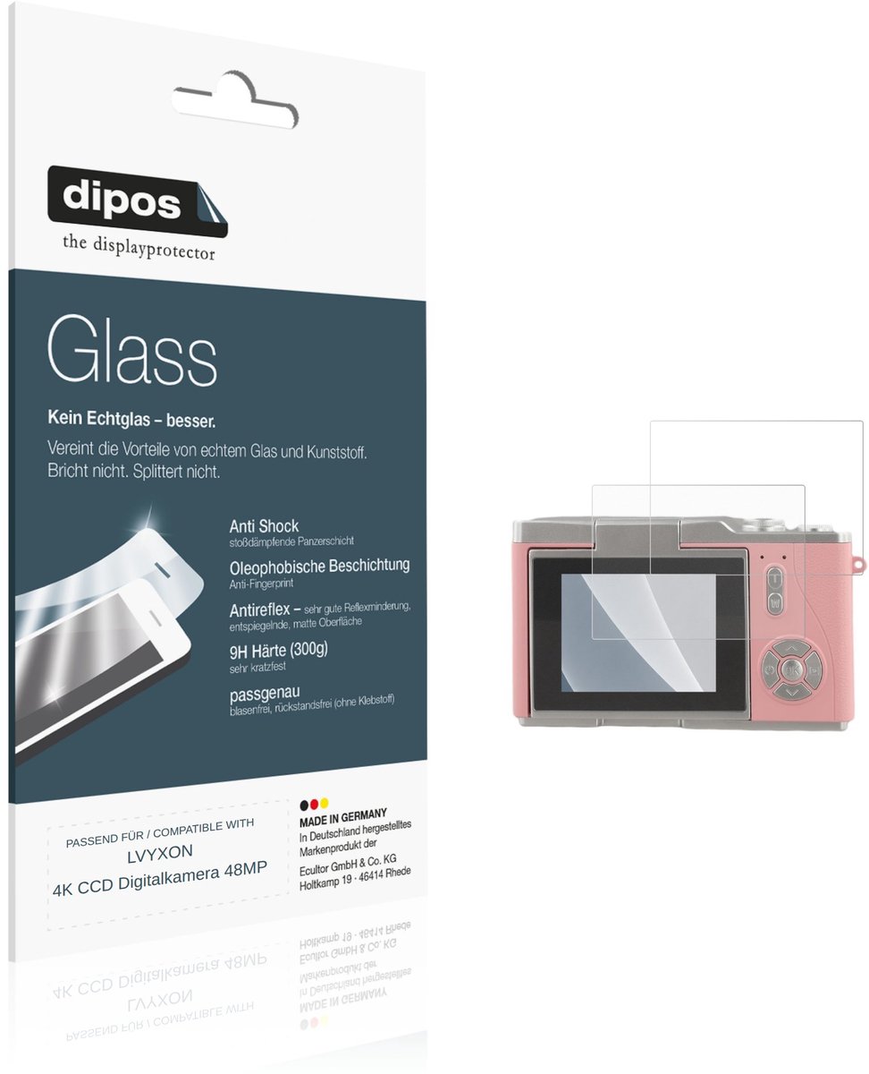 dipos – 2x Matte Pantserfolie geschikt voor LVYXON 4K CCD Digitalkamera 48MP | 9H Screenprotector