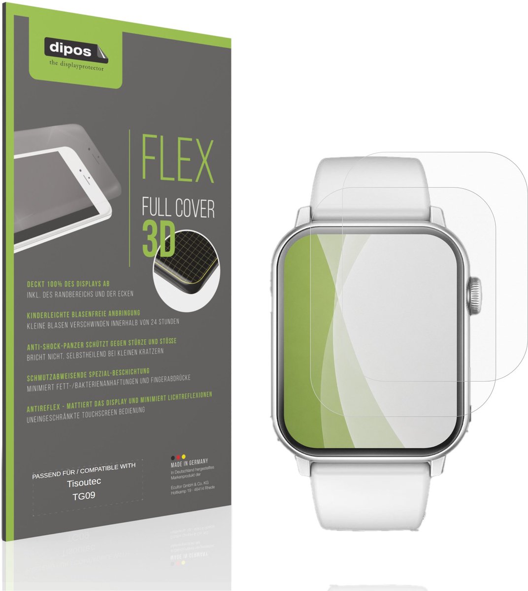dipos FLEX – 2x Matte Screenprotector geschikt voor Tisoutec TG09 | Volledige Schermbescherming | Case-Friendly