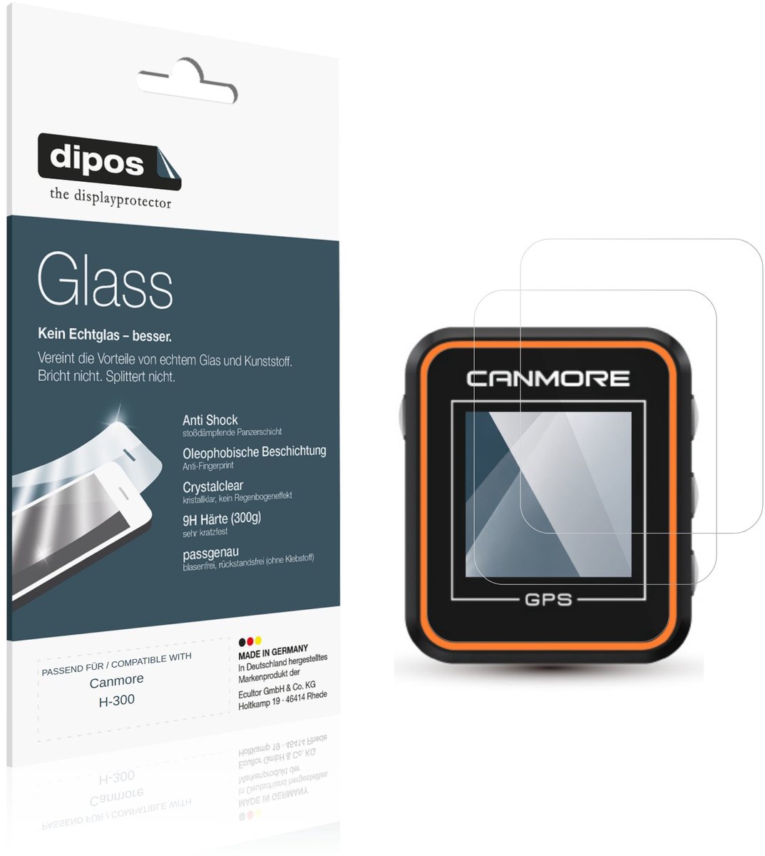 dipos – 2x Pantserfolie geschikt voor Canmore H-300 | 9H Screenprotector