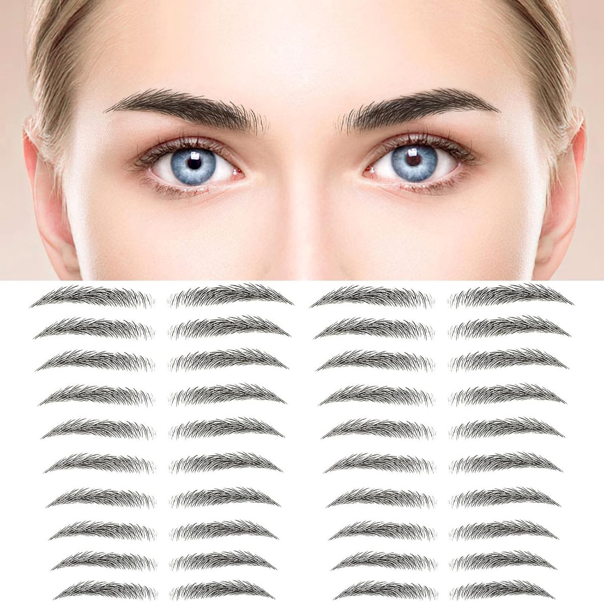 4D Eyebrow Tattoo Stickers - 6 Bladen Zwart - Langdurige, Waterdichte en Natuurlijke Look voor Perfecte Wenkbrauwen