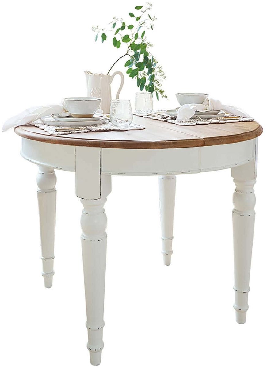 LOBERON Eettafel Pinecrest wit/bruin