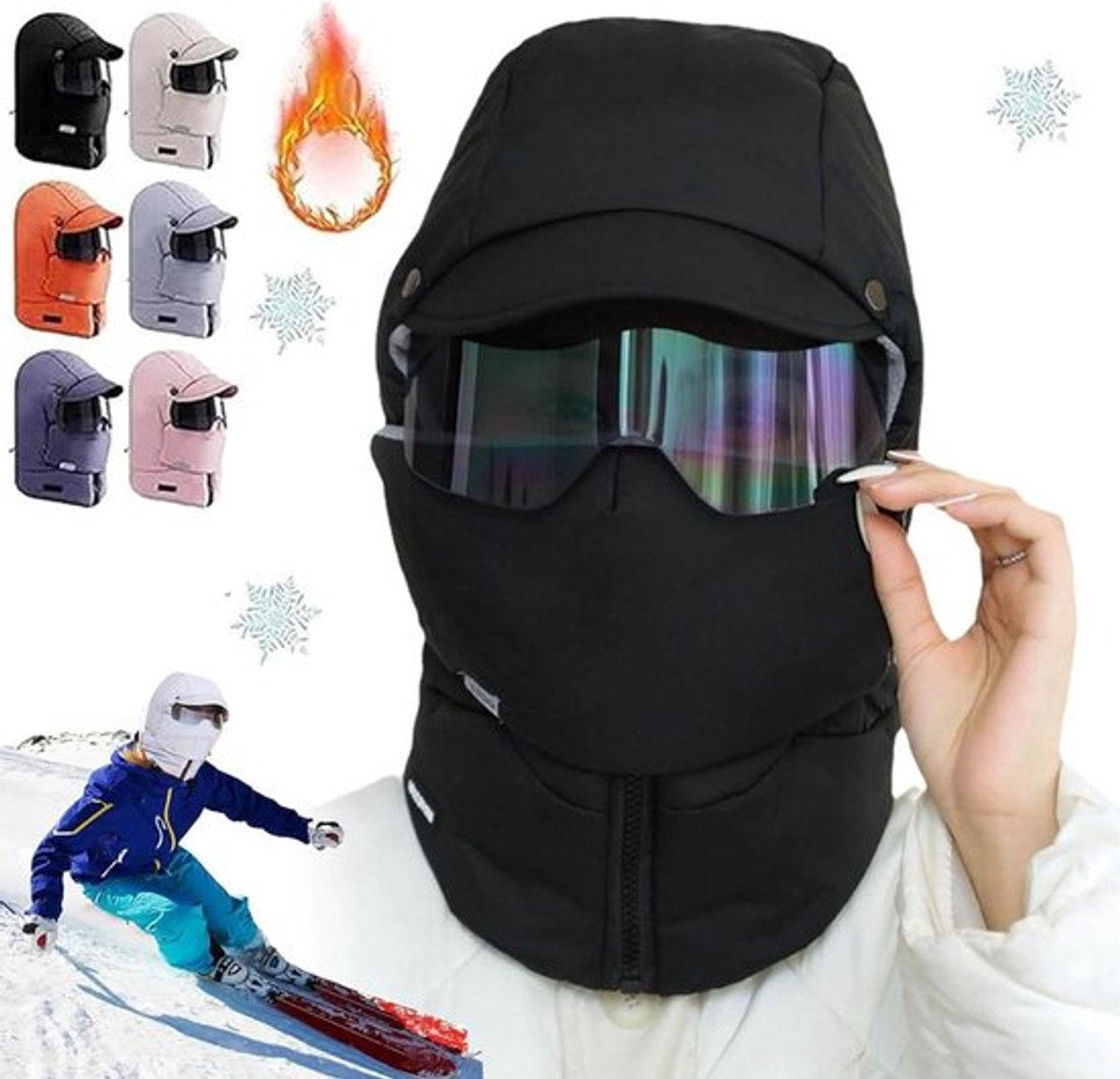 Allecto Plus Winter winddicht masker met bril voor outdooractiviteiten Any