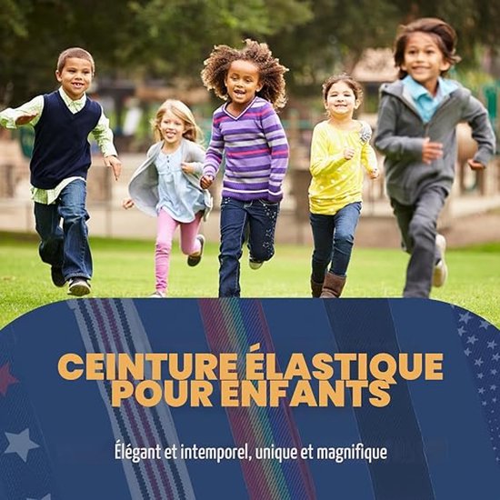 Set van 2 verstelbare kinderriemen, onzichtbare elastische riem (3-12 jaar), elastische riem zonder gesp voor jongens en meisjes, verstelbaar voor jeans, broeken en jurken, Kleur 3