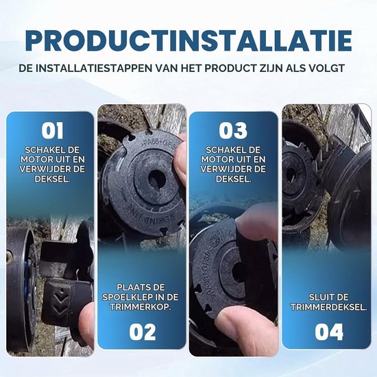 Set van 4 Draadspoelen met Diameter 1,65 mm en 4,9 m Lengte voor Grastrimmers, Inclusief Spool Cover en Compatibel met Diverse Modellen — afbeelding 4