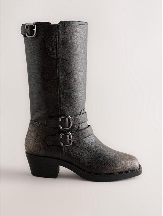 Next - Dames - Forever Comfort® kniehoge motorlaarzen - Zwart