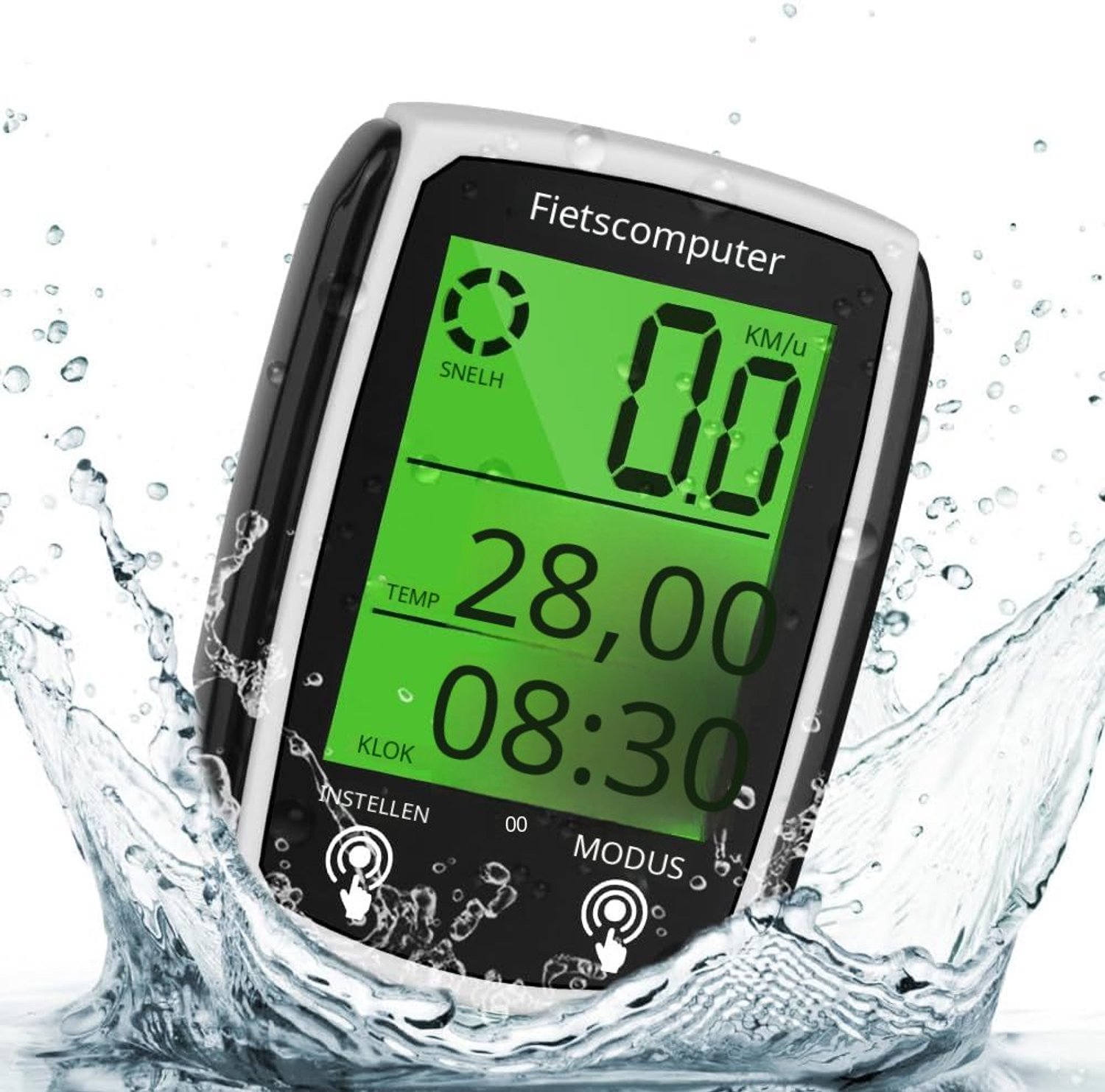 Zivano Fietscomputer - Fietscomputers - Fiets Snelheidsmeter - Fietscomputer Bedraad - Zwart /Wit - 6cm x 5cm x 2cm