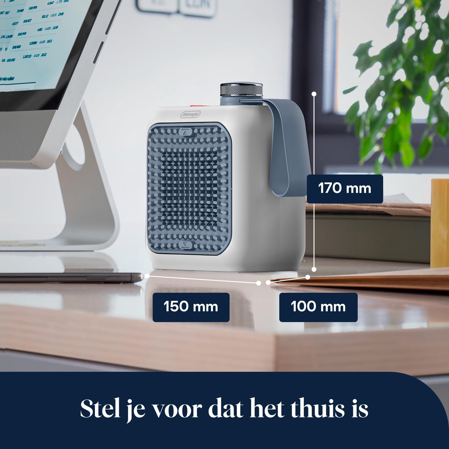 Keramische Ventilatorkachel 360 W - Compacte Bureaukachel - Draagbaar en Stil - Veiligheidsthermostaat - Voor Bureau, Kleine Ruimtes en Onderweg - Lichtblauw