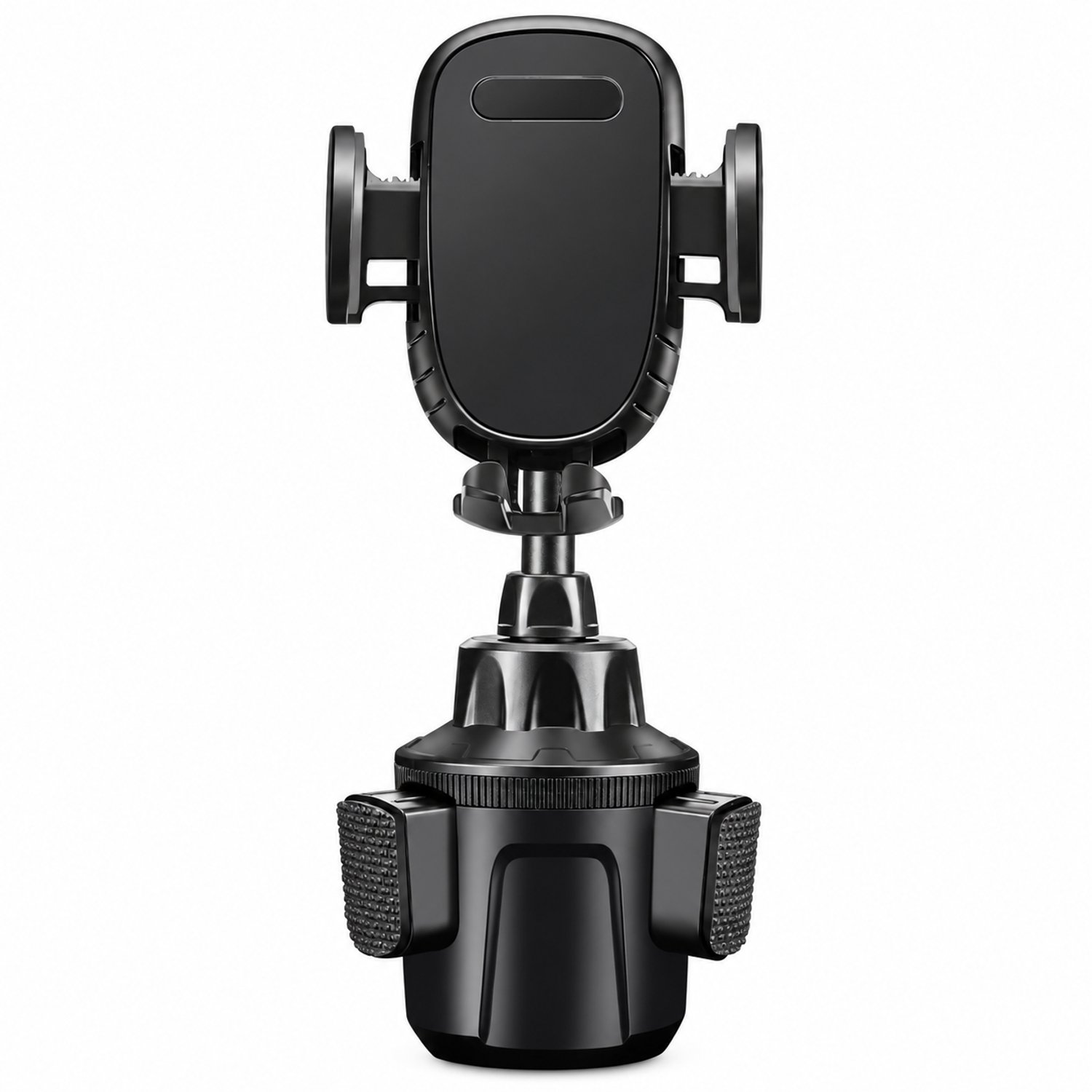 Telefoonhouders auto: telefoonhouder voor bekerhouder met zijclips, zwart