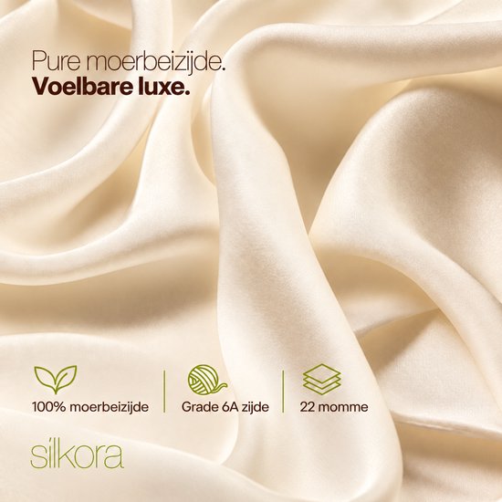 Silkora Premium Silk Pillowcase - 50x70 cm - 22 Momme 100% Moerbei Zijden Kussensloop Met Verborgen Rits - Anti-rimpel, Verkoelende, Anti-pluis - Champagne — cadeau in Wonen & Interieur - foto 7