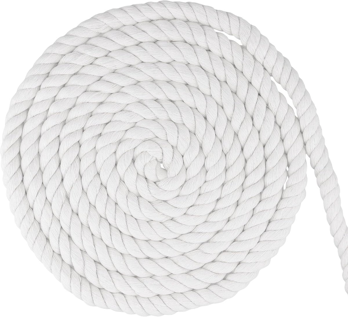 10 m macramégaren, 20 mm, gevlochten katoen, dik touw, katoenen koord, wit katoenen koord, katoenen koord voor doe-het-zelf handwerk, decoratie