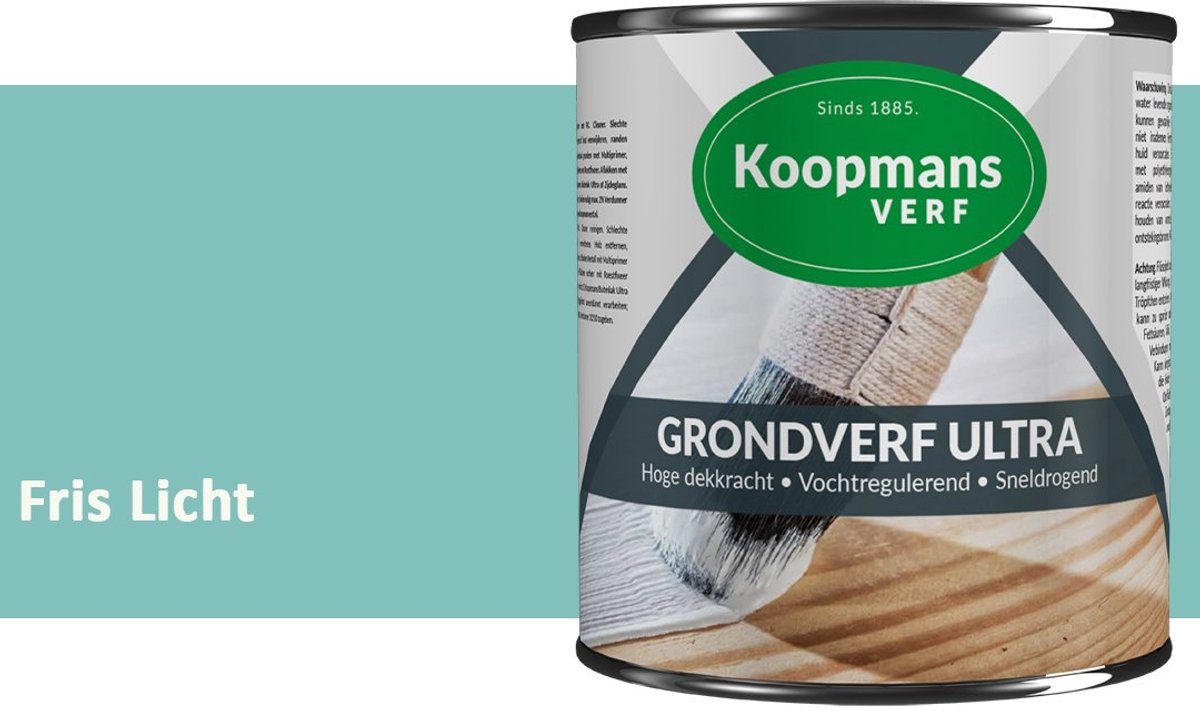 Koopmans Grondverf Ultra – Grondverf Hout & Metaal Binnen en Buiten – Vochtregulerende Primer – Hoge Dekking – Zijdeglans – Fris Licht – 2,5 l