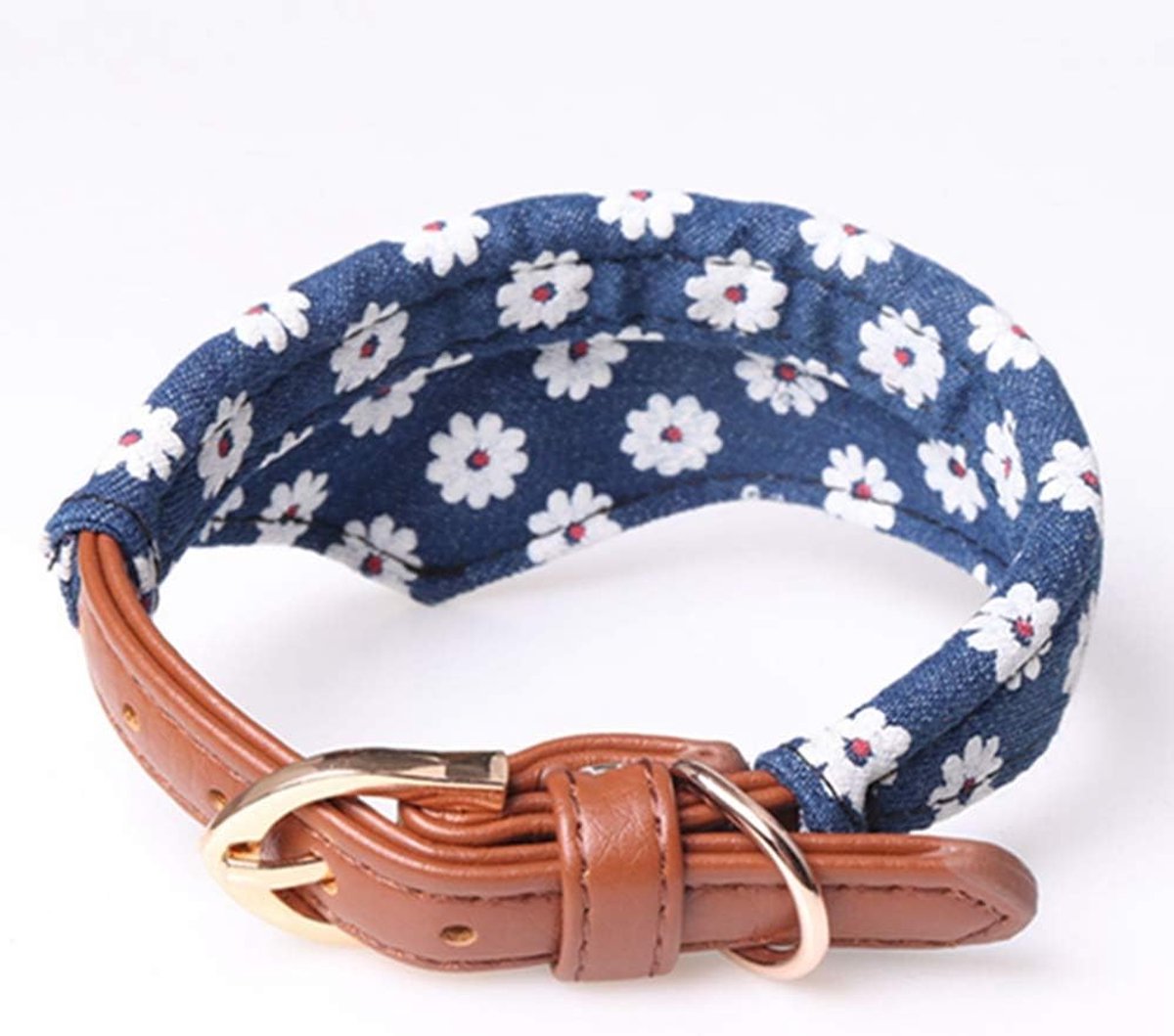 Verstelbaar bloemenpatroon, zonneblauwe hondenkat, leren halsband met vlinderdas voor kleine, middelgrote en grote honden, kattenkleur met vlinderdas