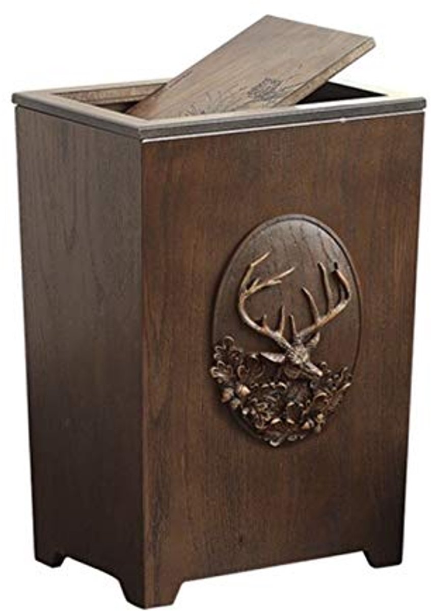 Prullenbak Overdekte houten Trash Can Recycling Bin Afval Waste Can papierbakken plein met Deksel Trash Badkamer Keuken Slaapkamer Vuilnisbak (Color : Brown)