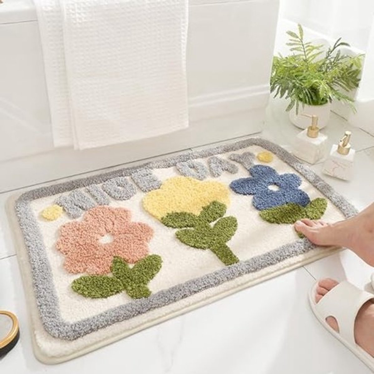 Antislip Badkamermat 50 x 80 cm - Shaggy Tapijt, Machinewasbaar en Absorberend