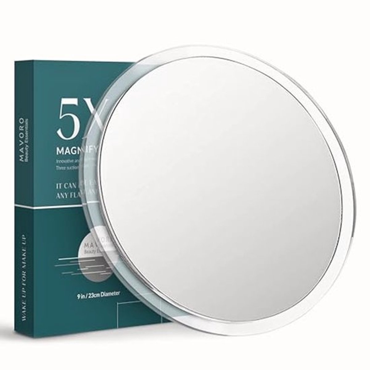 Grote Vergrootspiegel 9 Inch met 5x Vergootkracht en 3 Sterke Zuignappen voor Draagbare Make-up