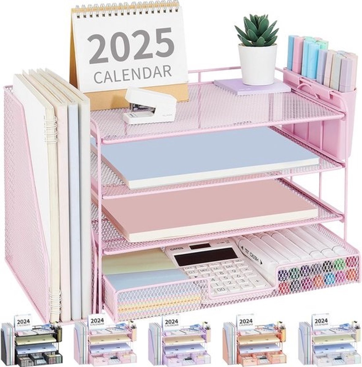 Bureauorganisatoren en accessoires - 4-laags lade bestandsmappen met penhouders en verticale organizer voor kantoor