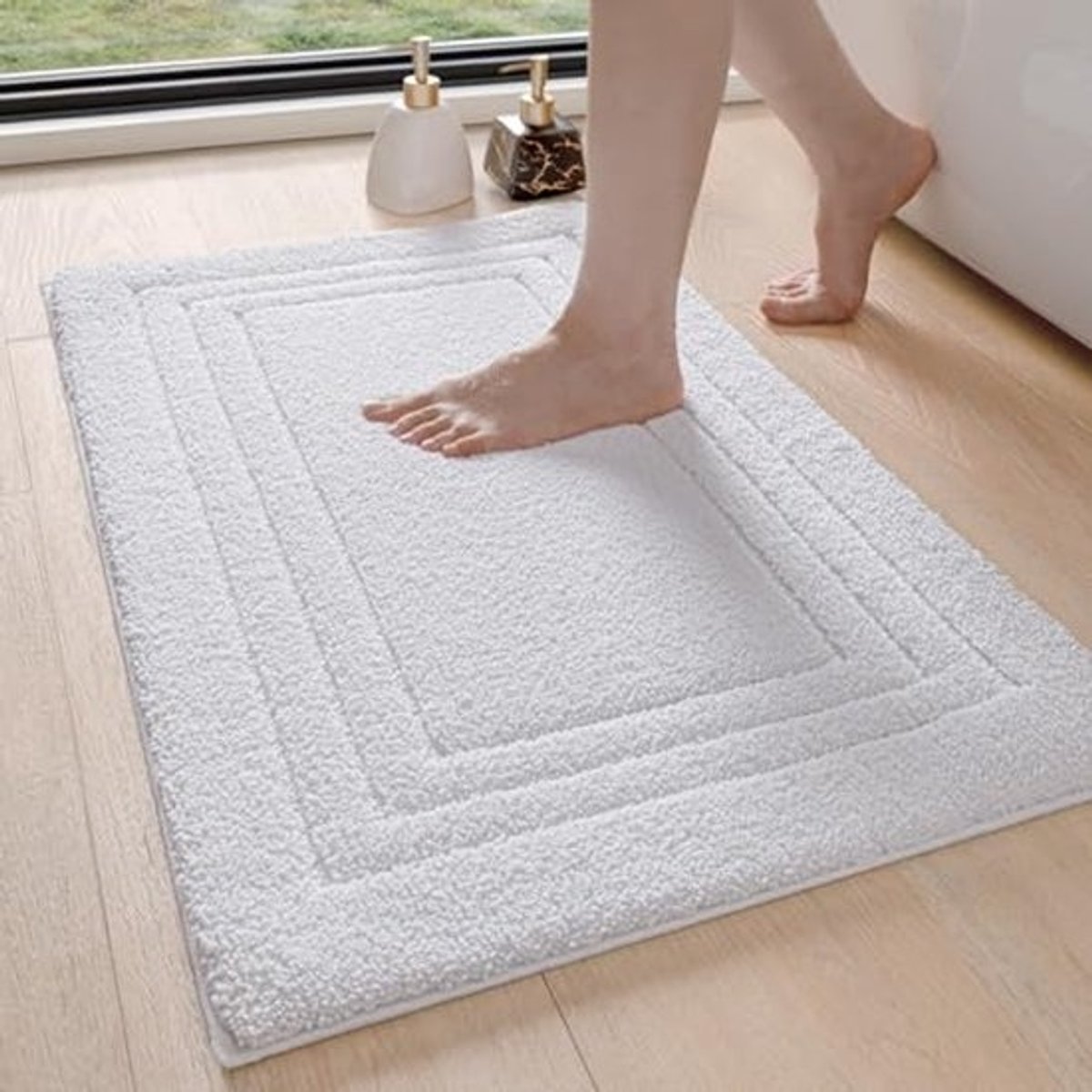 Antislip Badmat 60 x 90 cm | Machinewasbare Badkamermat | Super Absorberend Badmat voor Doucheruimte en Badkamer