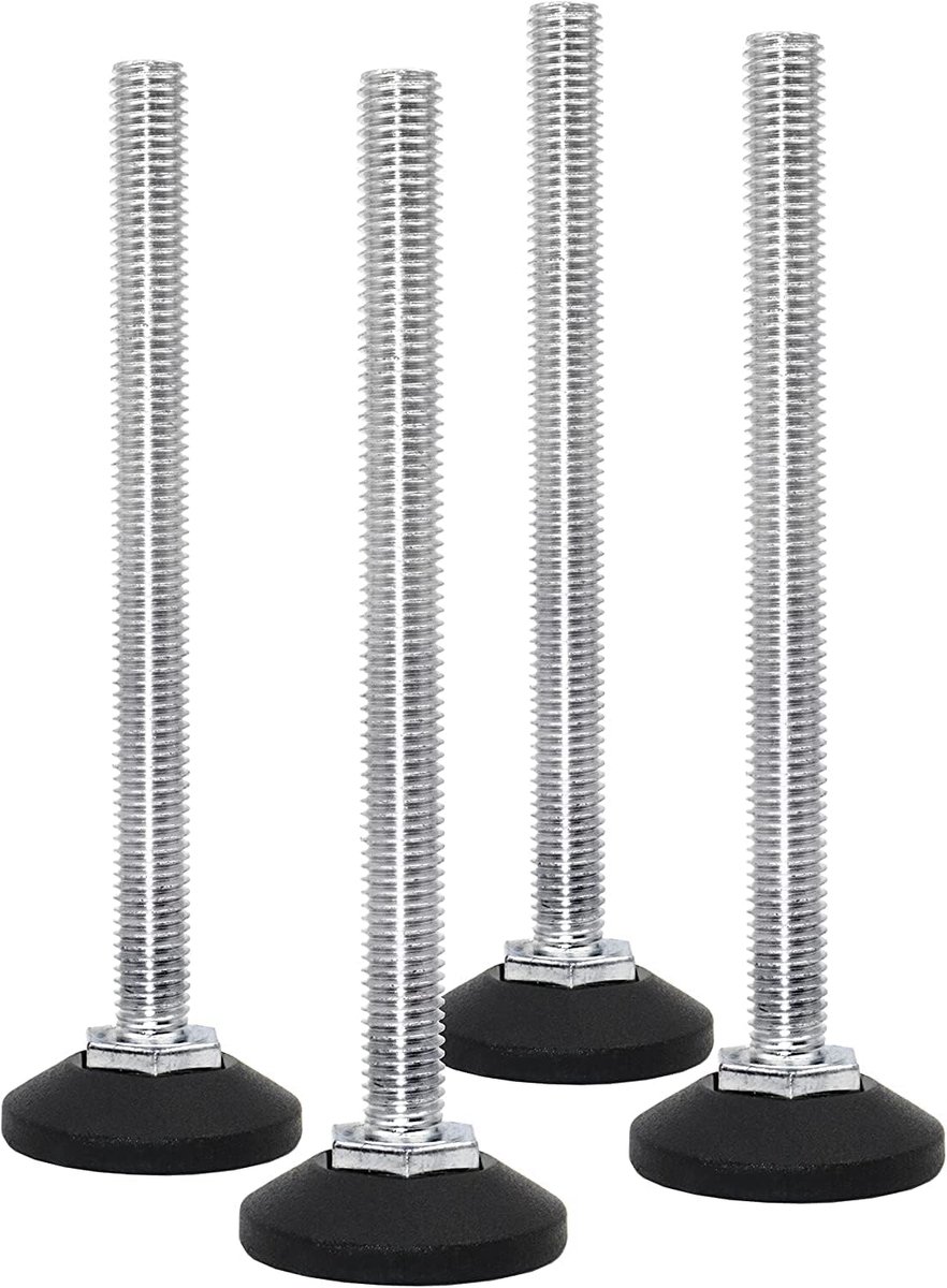 4 x verstelschroef stelschroef Ø 38 mm met verzinkte stelschroef M8 x 120 mm (voet draaibaar)