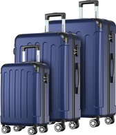 TRVLMORE Kofferset - 3 Delig - 38L Handbagage + 70L en 110L Ruimbagage - Lichtgewicht - Trolley - Reiskoffer Set - Donkerblauw
