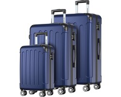 TRVLMORE Kofferset - 3 Delig - 38L Handbagage + 70L en 110L Ruimbagage - Lichtgewicht - Trolley - Reiskoffer Set - Donkerblauw