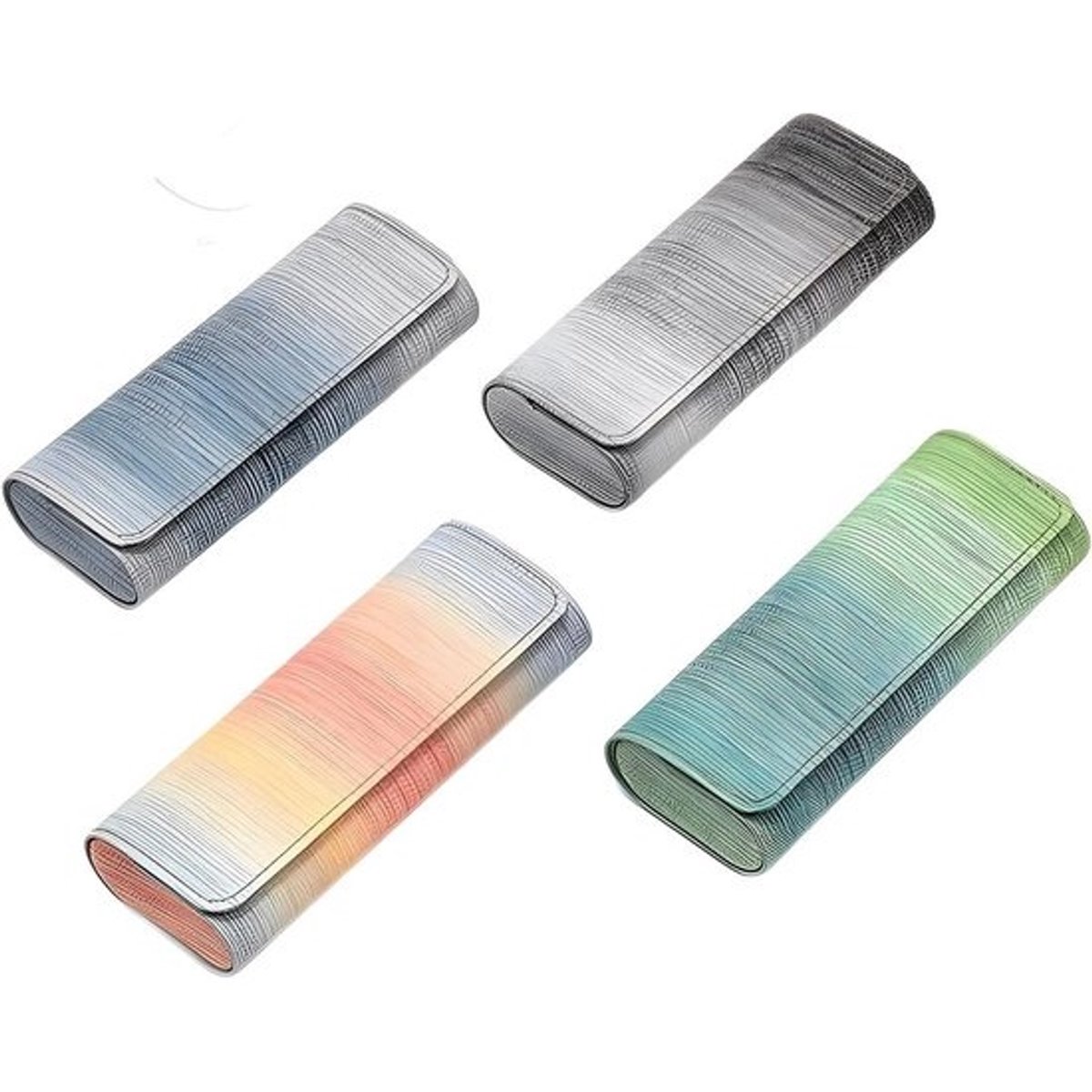 Kleurige hard case voor zonnebrillen en leesbrillen - 4 stuks - oranje, blauw, groen en grijs