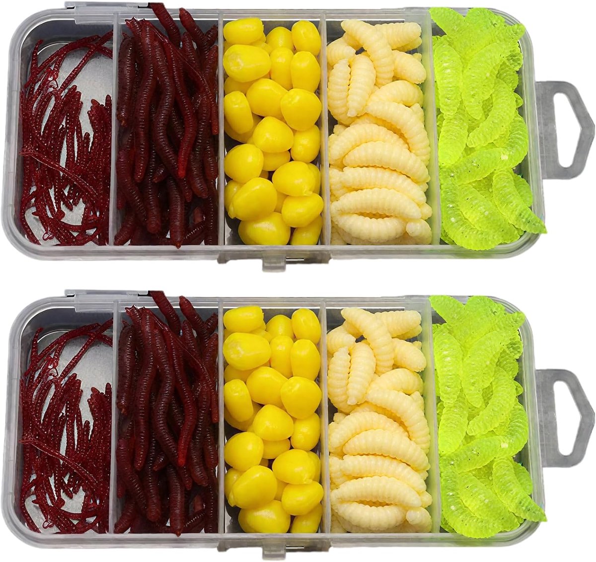 2 stuks visaccessoires, voedermandjes voor vissen, kunstmatige spinning-zee, visaas, zachte kunststof, spinning voor zoet water