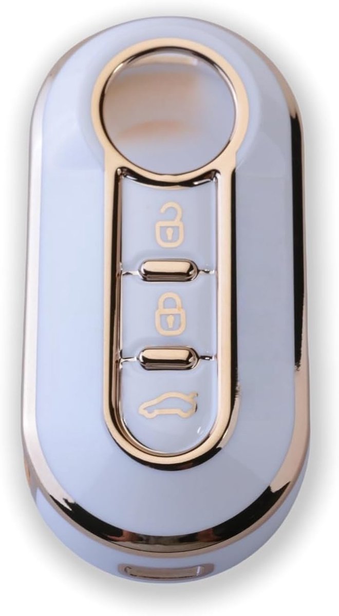 2 stuks RUXYAXFOL TPU-autosleutelhoes, compatibel met Fiat 500, Punto, Bravo, Brava, Panda, Doblo, Ducato, Idea, Line, Ulysse, Type, Lance, Ypslon, Delta, Musa, witgoud