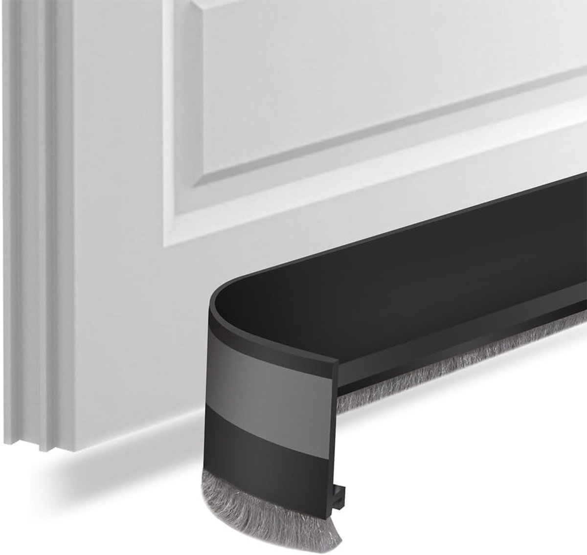 Deurafdichting met borstel, tochtstopper voor kamer (zwart, 5 cm)