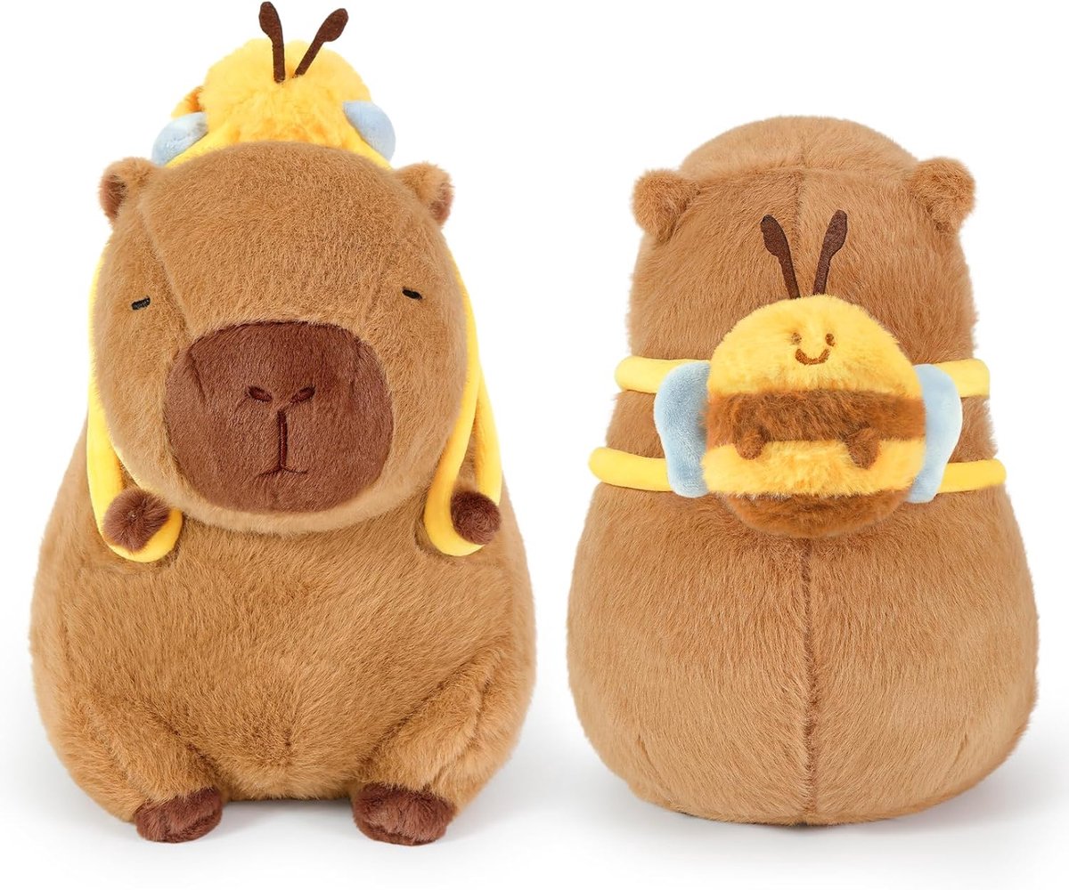 Capybara Pluche Capybara - Pluche Kawaii Capybara - Pluche kussen - Cadeau voor kinderen en meisjes jaar - Bijen - 35 cm