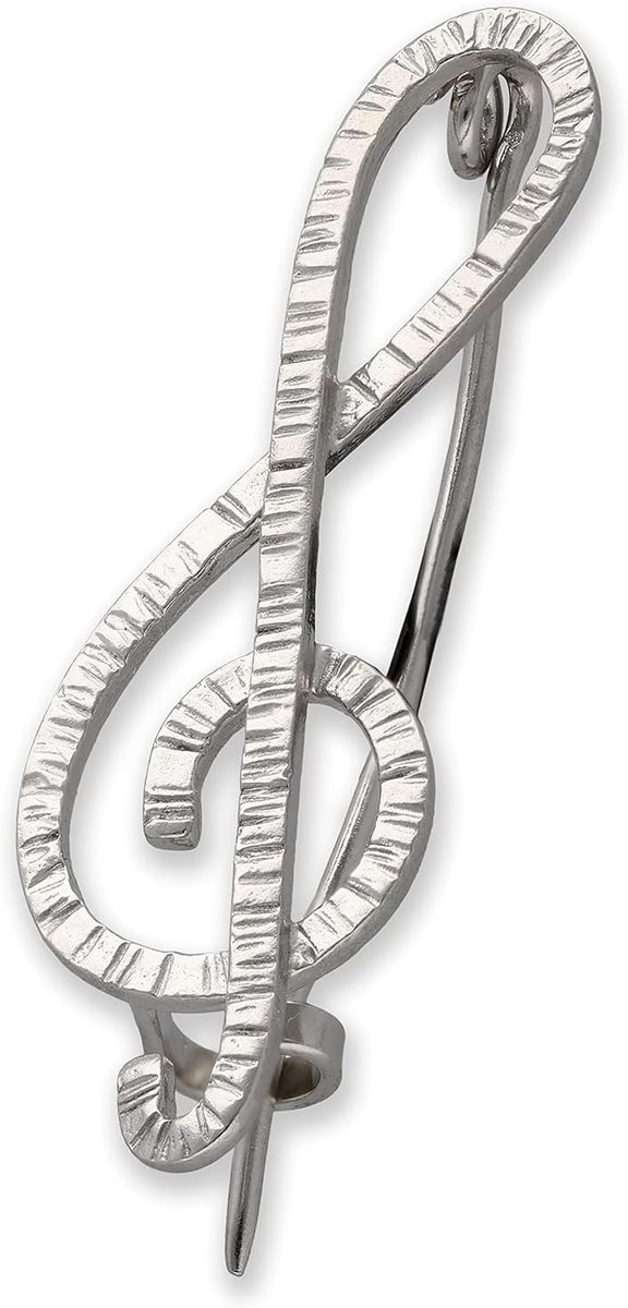 Zilveren Vioolsleutel Broche voor Dames - Notenbalk-geïnspireerde Vorm met Eigentijds Unisex Design, Perfect Expressief Cadeau voor Muziekliefhebbers, Handgemaakt door Emmanuela