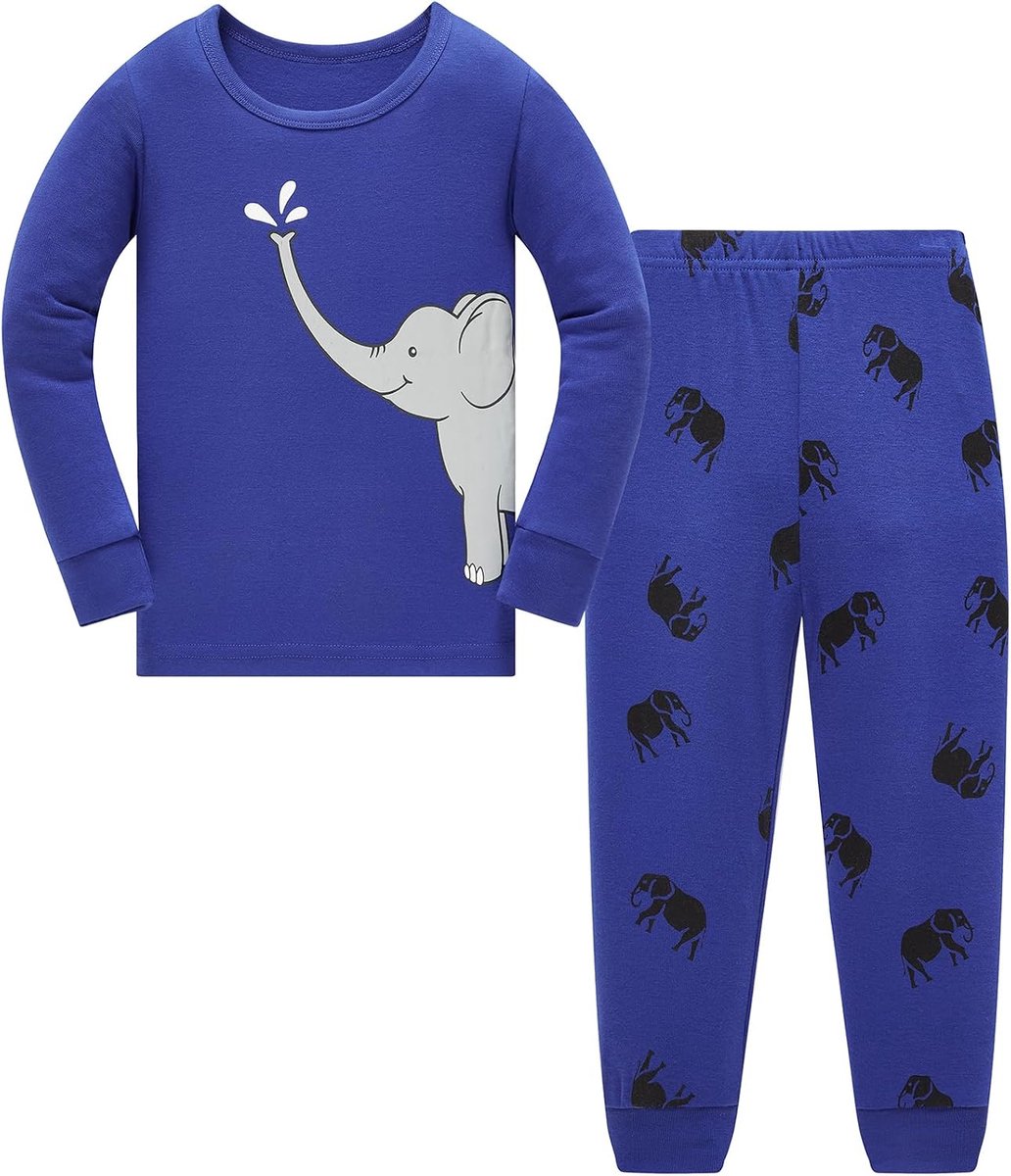 Pyjama voor jongens, dinosaurus, lang, katoen, pyjamasets, tweedelig, voor kinderen en jongeren van 1-12 jaar