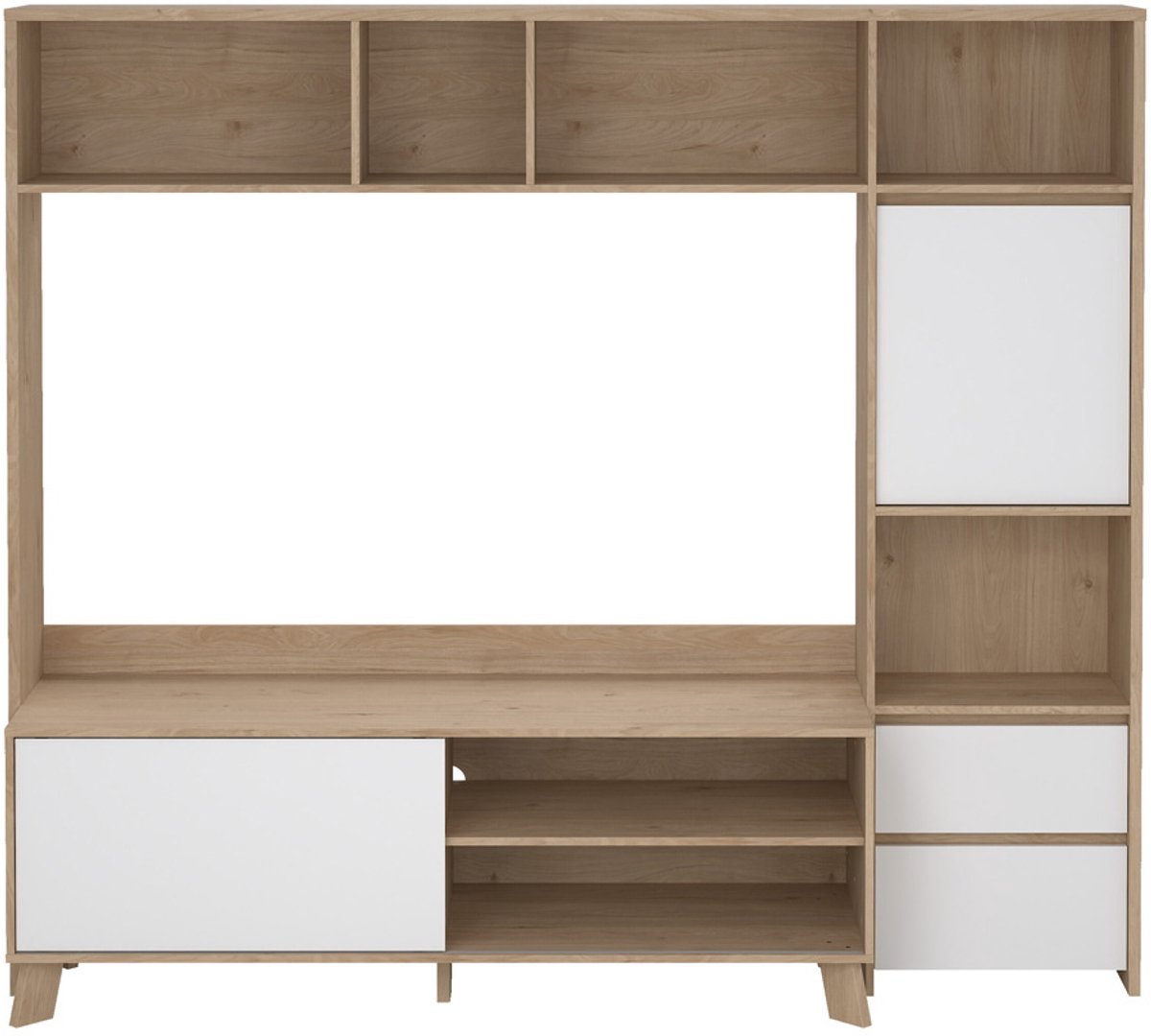 Giga Living Tv-wandmeubel Next Jackson Hickory Wit Hoogglans - Giga Living