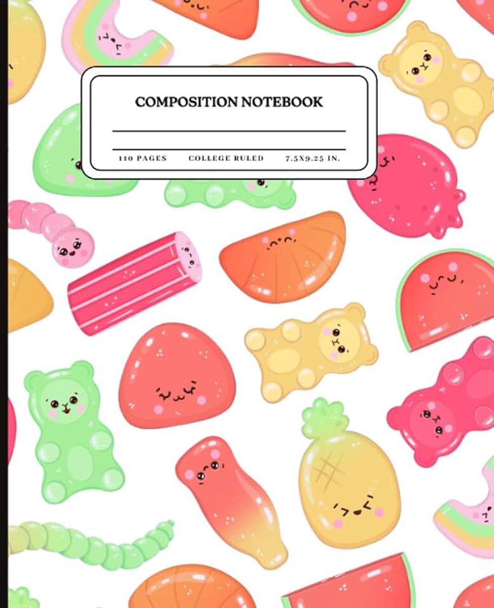 Gummi Snacks | College Ruled | 110 Pages | 7.5”x9.25”: Journal for Stress Management, Creative Writing | Perfect for Teens, Girls, Adults, College Students, Artists, Teachers | Back to School