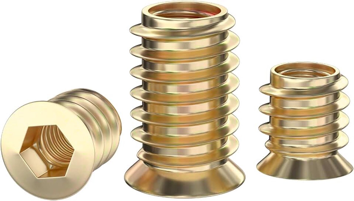 20 Stuks M6 x 30mm, Houtinsert M6, Zeskantinserts voor Houten Meubels