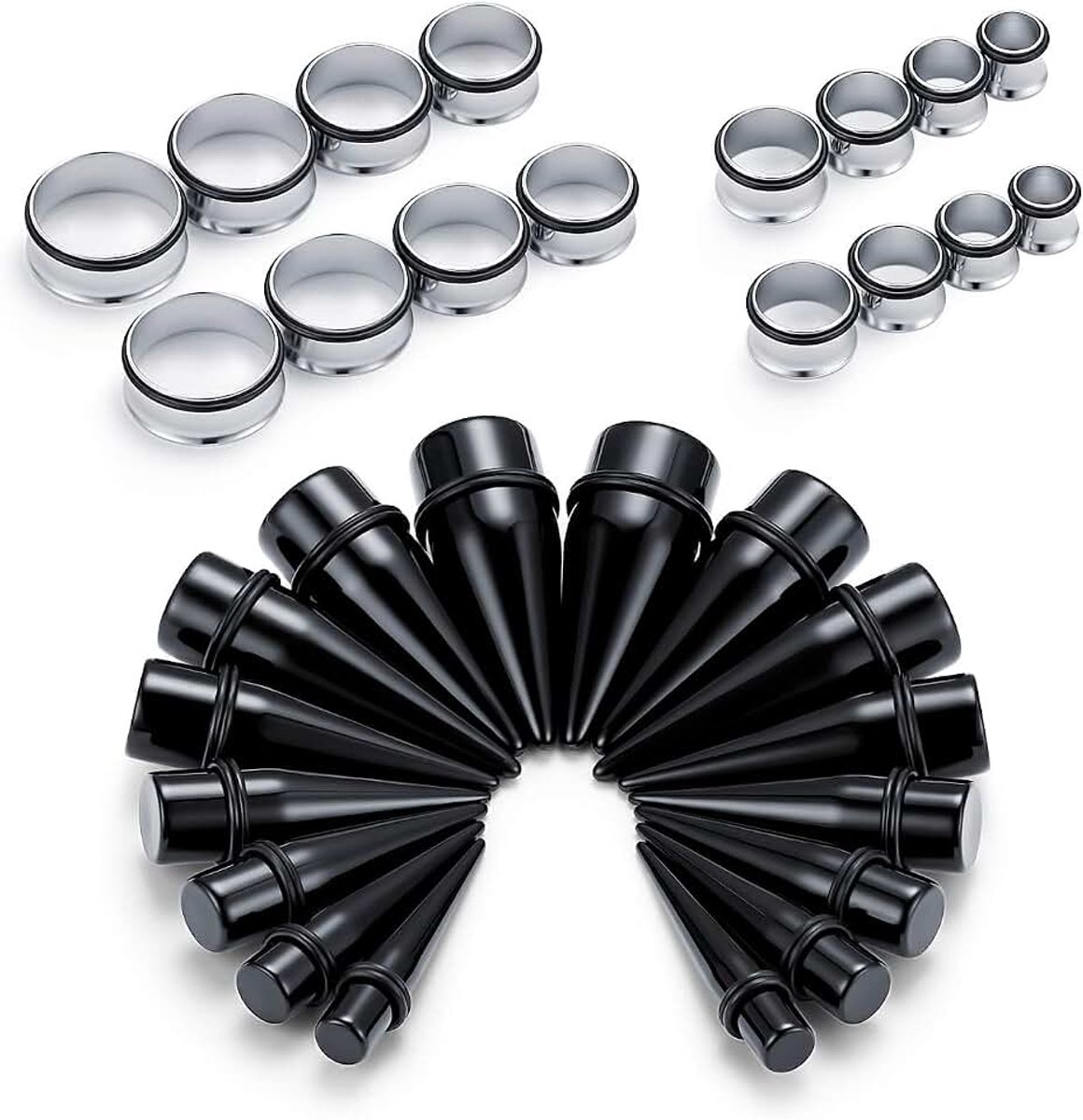 32 stuks oorstretchstaafjes set 10-24 mm oortunnel taper expander piercing roestvrij staal acryl, Acryl
