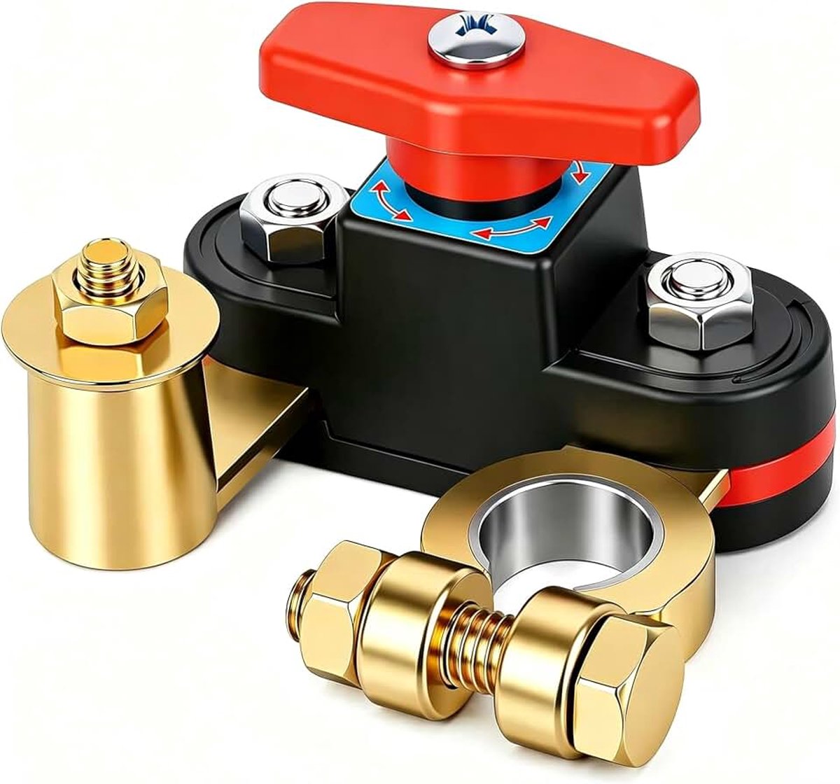 12V-24V, Pure Koperen Batterijstroomonderbreker Verstelbaar voor Auto, Motor, Vrachtwagen, Camper, Boot, Tractor
