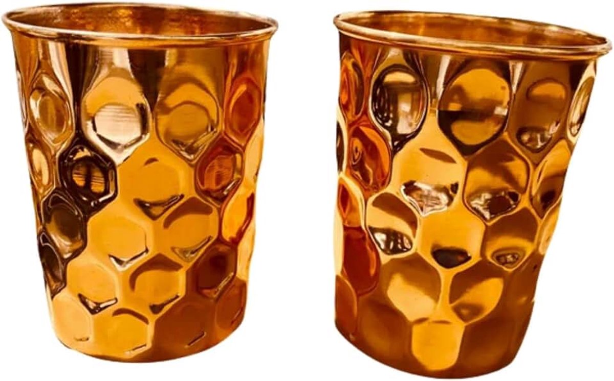 Pure koperen beker/Tumbler (set van 2) (Diamant, 400 ML)