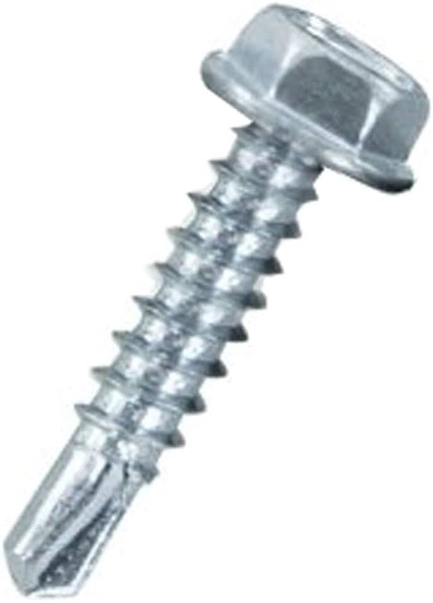 Zelfborende schroeven 5.5mm x 25mm, verzinkte Tek-schroeven, zelftappende bevestigers met ring en boorpunt, voor plaatmetaal, constructie, hekwerk, HVAC en luchtkanalen (50 pcs)