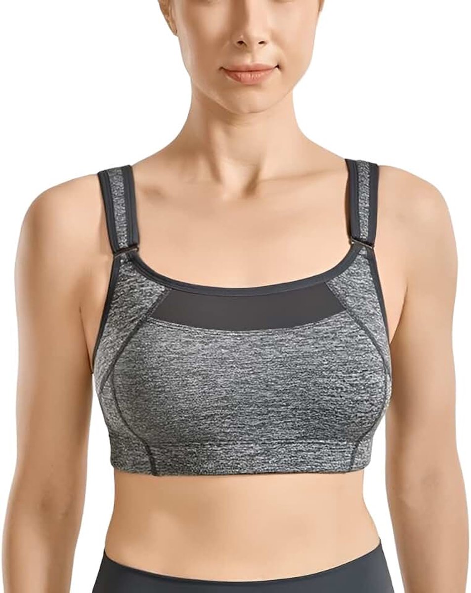 Dames High Impact Yoga-beha Maten Beha's Gewatteerde Verstelbare Riem (Color : Gray, Size : 70B)