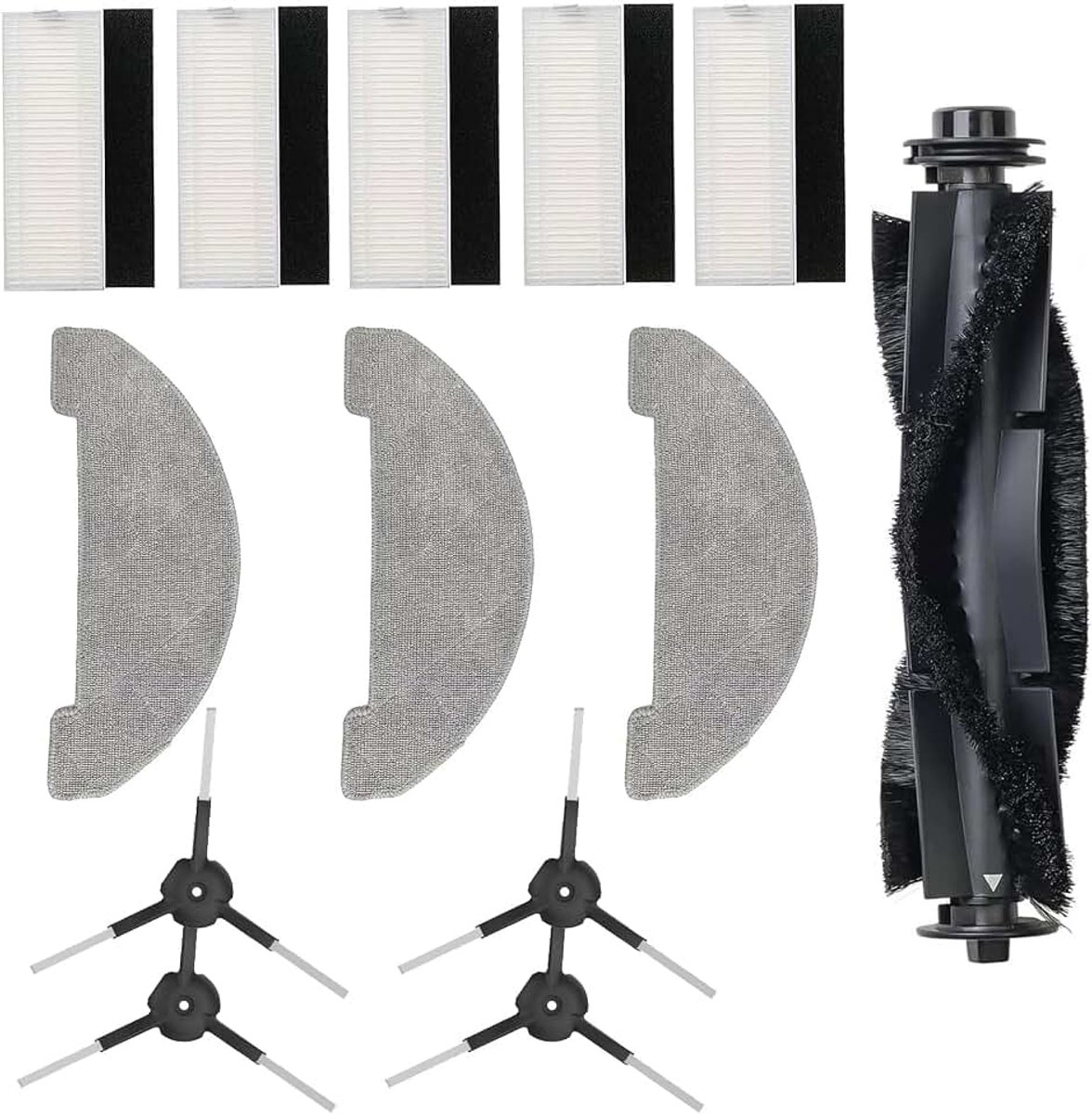 Accessoires compatibel met Vactidy Nimble T8 robotstofzuiger, 5 filters, 4 borstels, 1 rol rubberen borstel, 3 wisdoeken, accessoires, reserveonderdelen