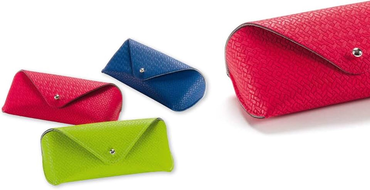 Brillenkoker half hard voor grote brillen in gevlochten look blauw