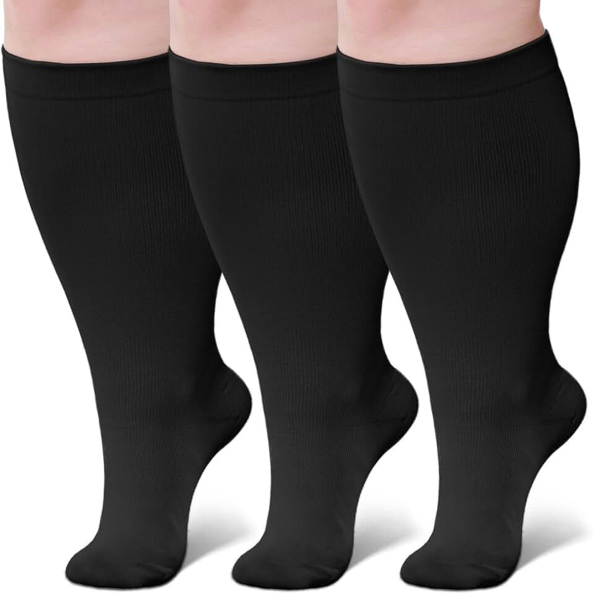 Dames Heren Compressie Sokken: Compression Socks Grote Maten Wijde Kuit 20-30 mmhg voor Verpleegster Hardlopen Sport Reizen Zwangerschap