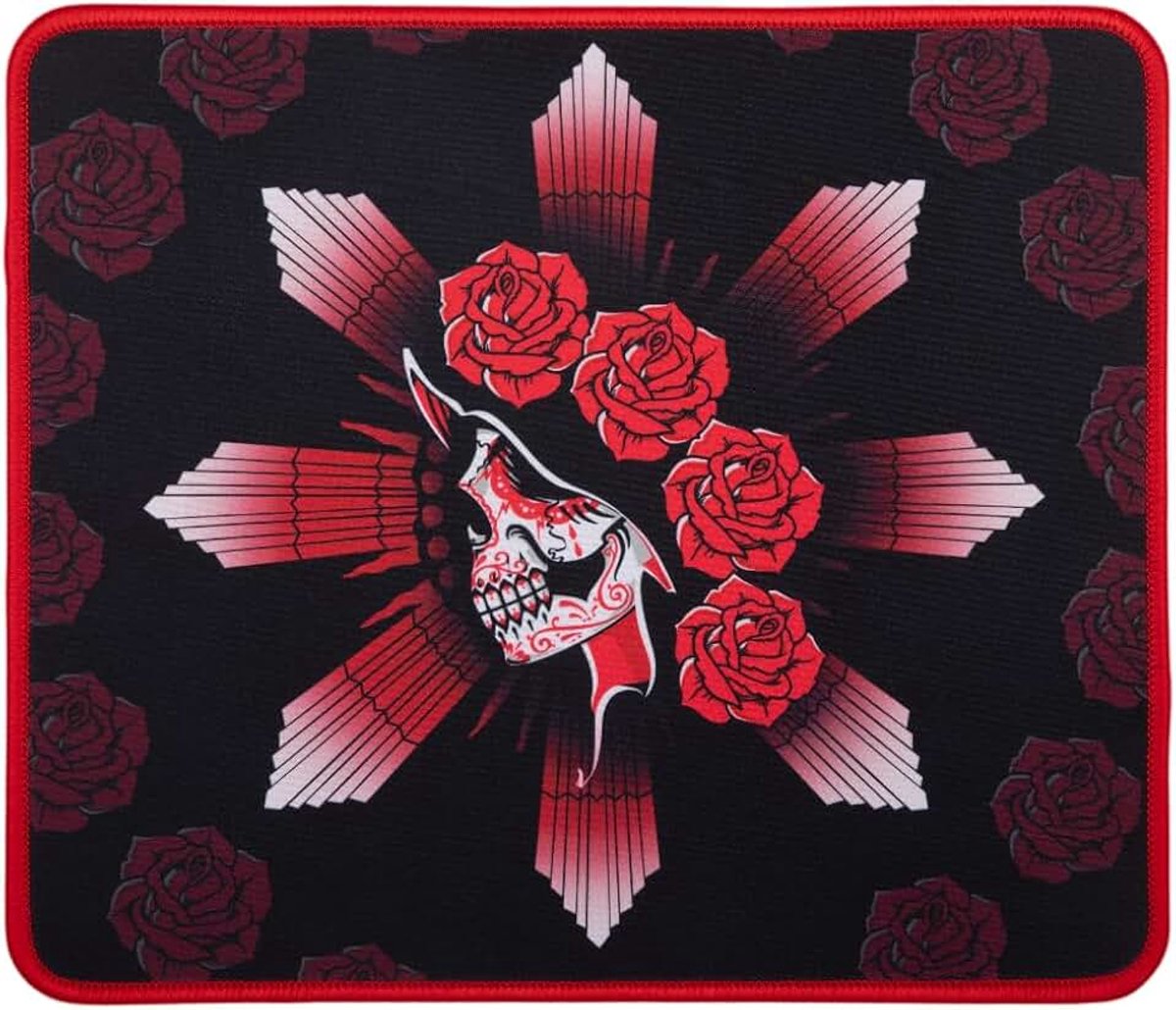Alchemy Gaming-Mauspad 32 x 27 cm - rutschfeste Mikrofaser-Oberfläche - Gummi - Totensonntag-Motiv - Rot und Schwarz