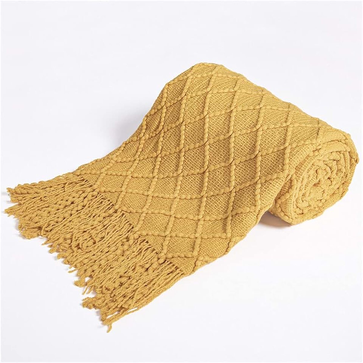 Kwastjes gebreide draad deken for sofa winter warm 150x200 Nordic zachte handdoek bed tapest Zachte deken (Color : B, Size : 130X150cm)